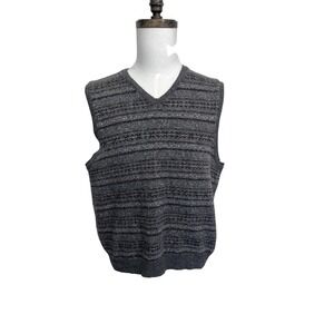 Polo Ralph Lauren Sweater Vest Mens XL Gray Wool Alpaca Camel Striped Knit